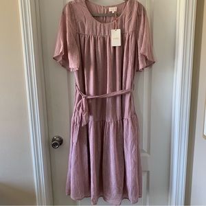 New Entro purple flowy belted midi dress